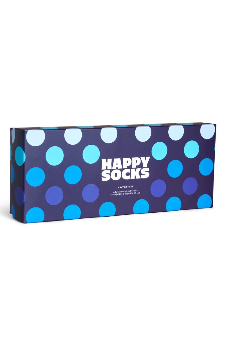 Happy Socks Assorted 4-Pack Navy Socks Gift Box, Alternate, color, Navy