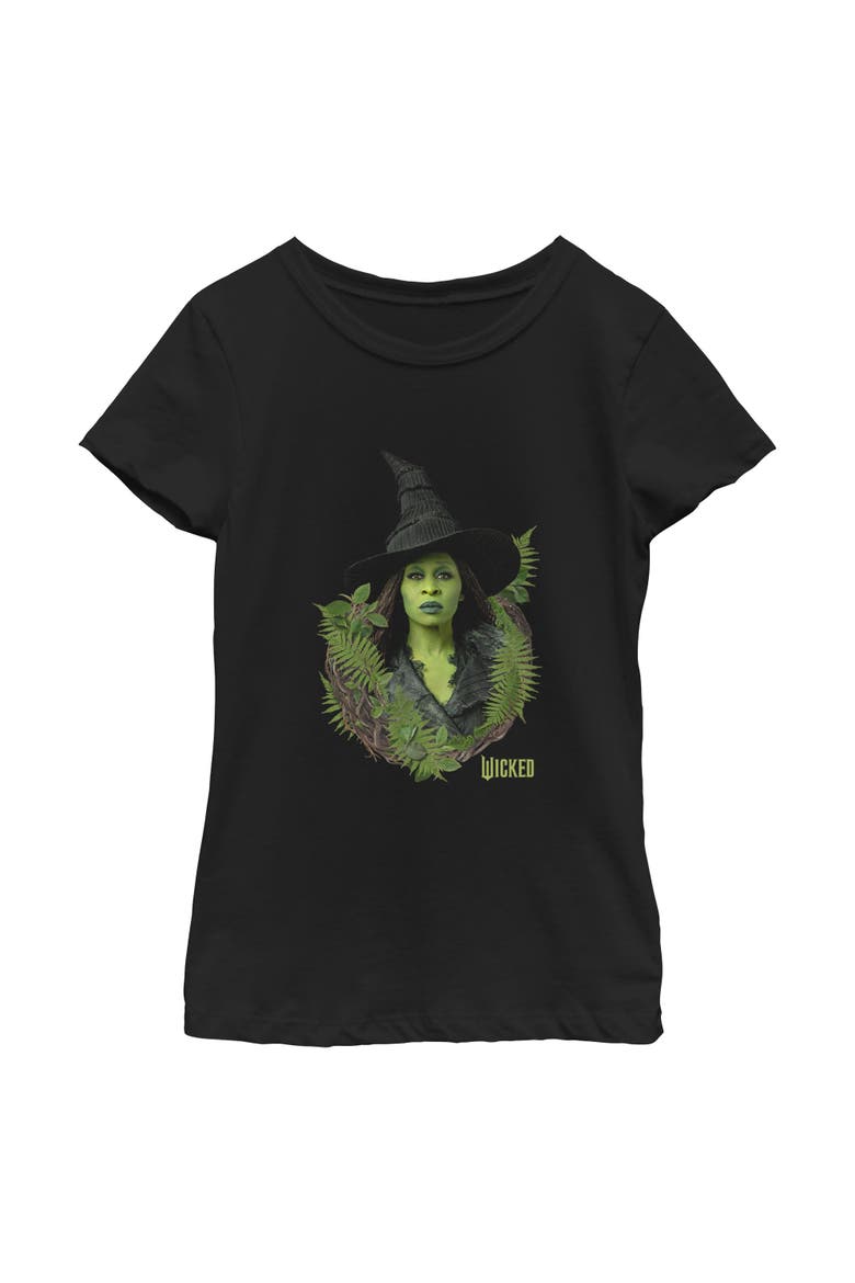 Girl's Wicked For Good Elphaba Forest Portrait  Graphic T-Shirt, Main, color, Black