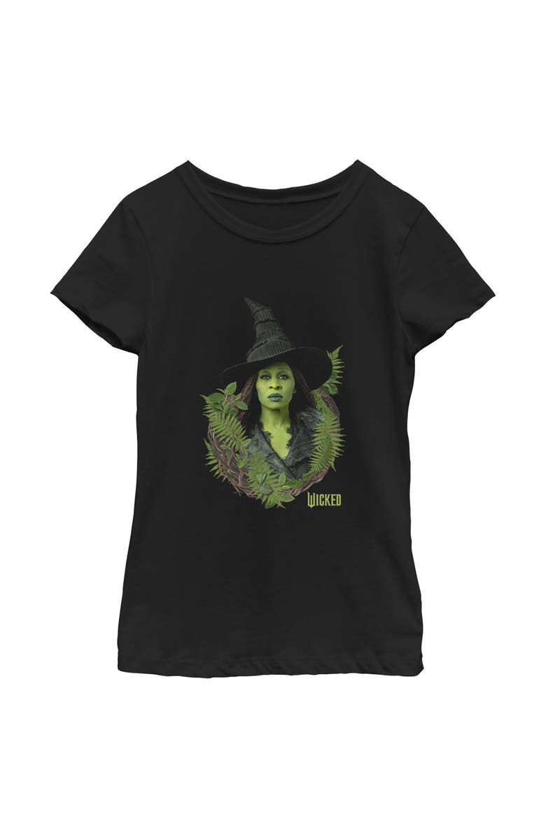 Wicked: For Good Girl's Wicked For Good Elphaba Forest Portrait  Graphic T-Shirt, Main, color, Black