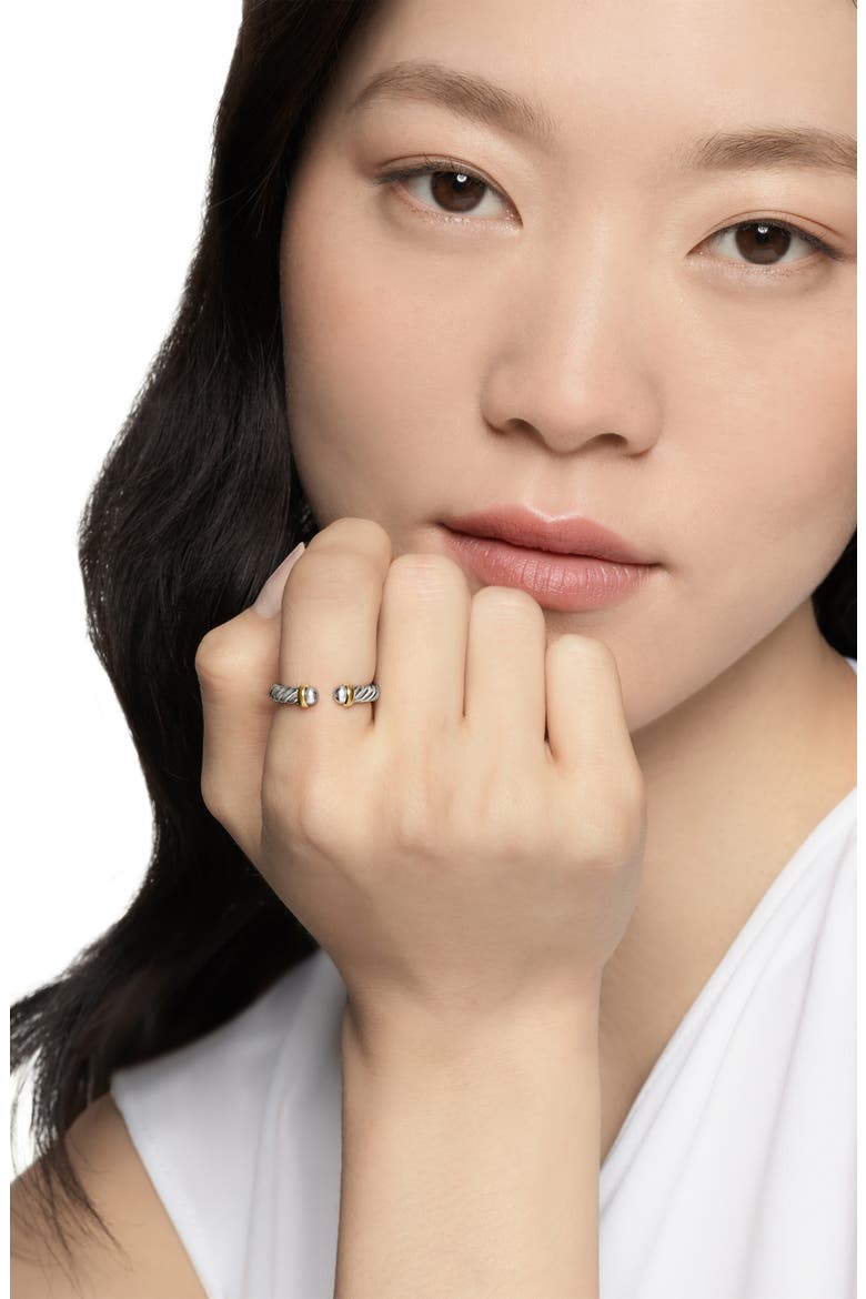 Petite Cable Ring in Sterling Silver with 14K Yellow Gold, Alternate, color, STERLING SILVER/ GOLD