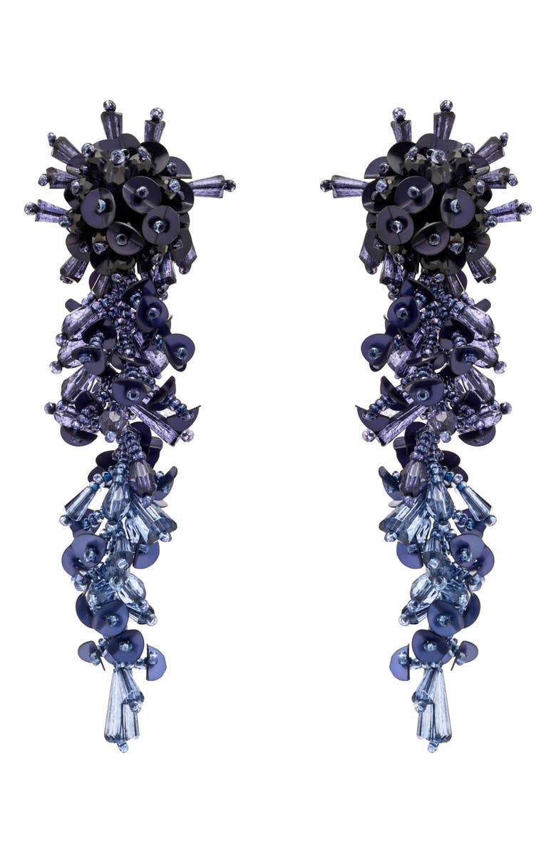 Oscar de la Renta Bouquet Cascade Clip-On Earrings, Main, color, Navy