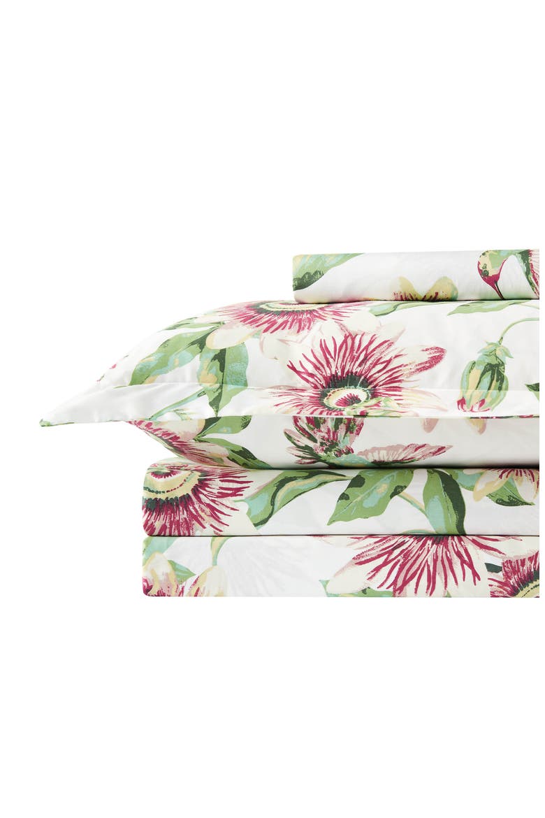 Duvet Cover & Pillow Sham Set, Alternate, color, WHITE/ GREEN
