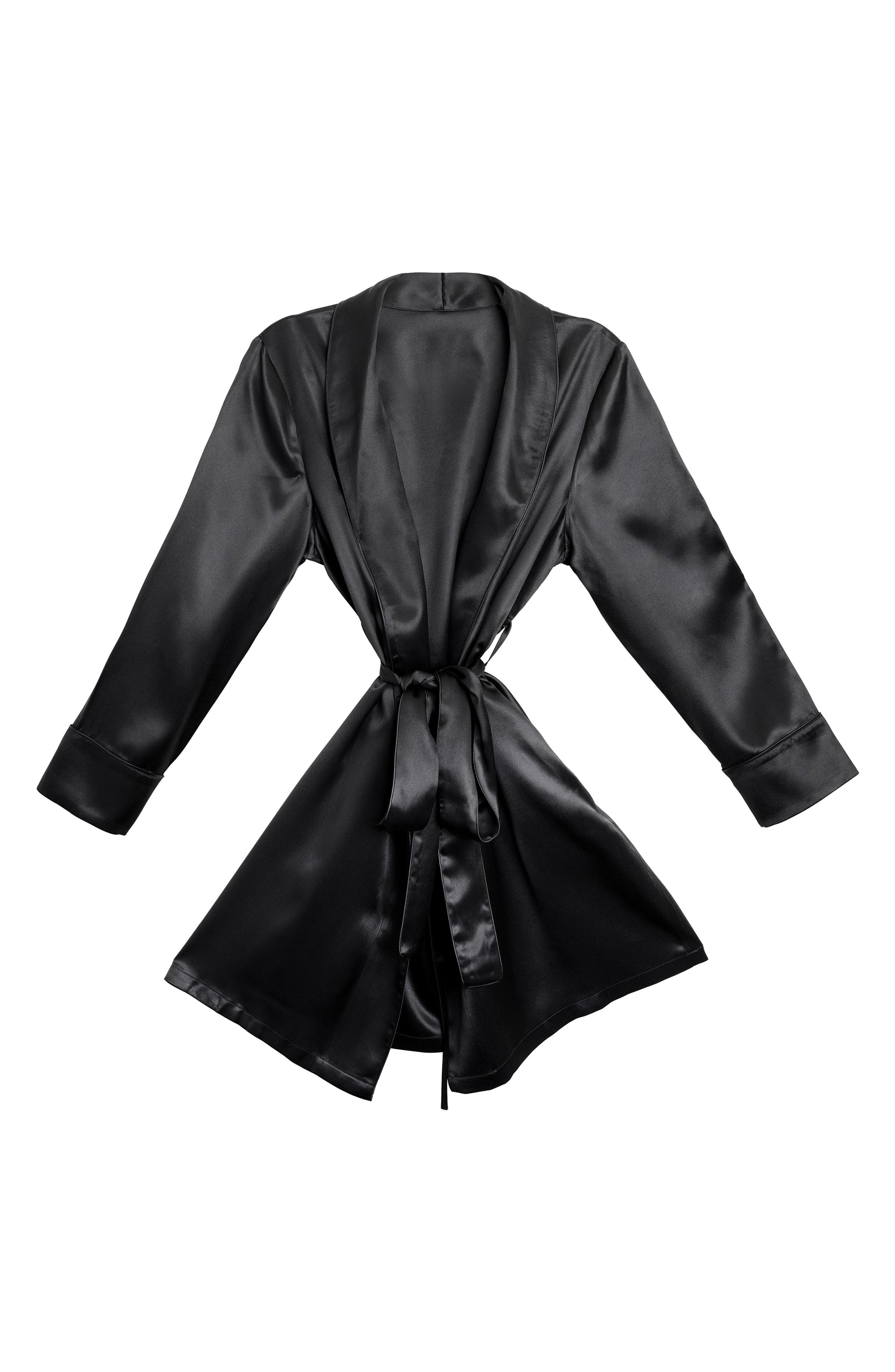 BLISSY Mulberry Silk Robe in Black 