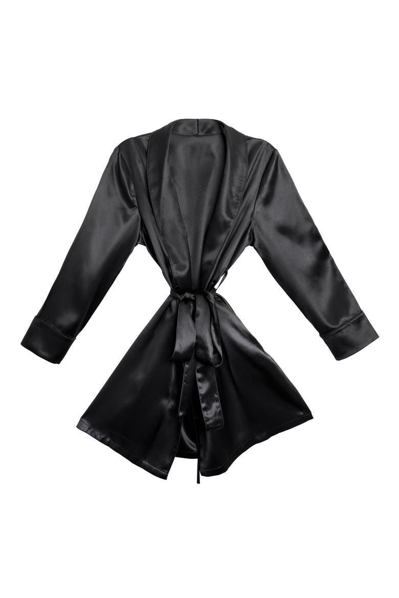 Mulberry Silk Robe, Main, color, BLACK