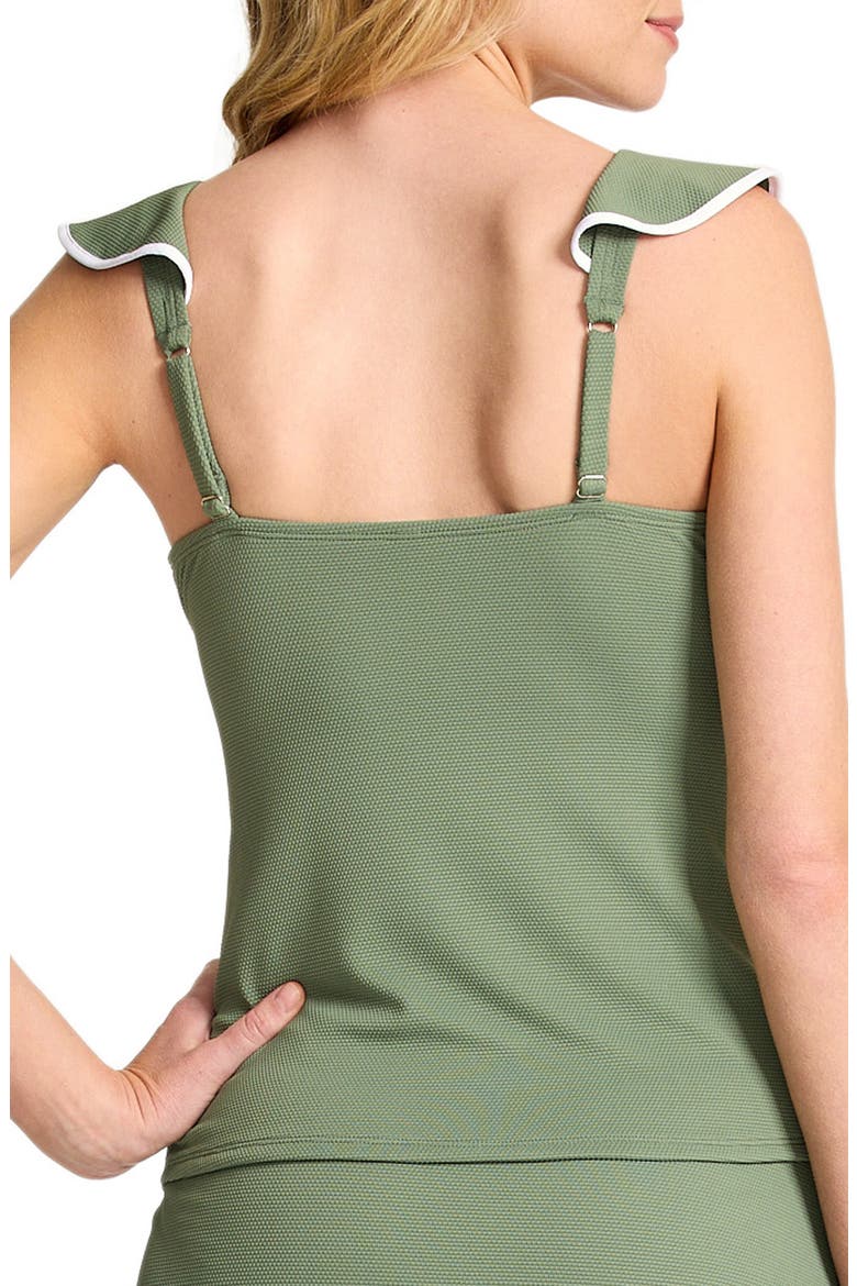 Island Cays Cabana Ruffle Tankini Top, Alternate, color, TEA LEAF