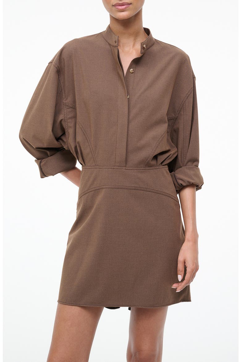 Kiln High-Low Long Sleeve Shirtdress, Main, color, NUTMEG