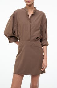 STAUD Kiln High-Low Long Sleeve Shirtdress