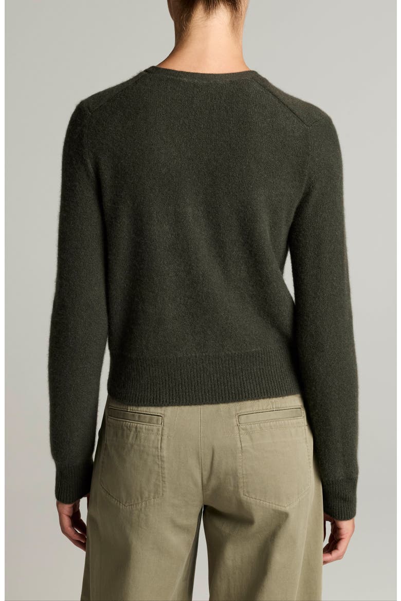 Boiled Cashmere V-Neck Cardigan, Alternate, color, DARK MOSS