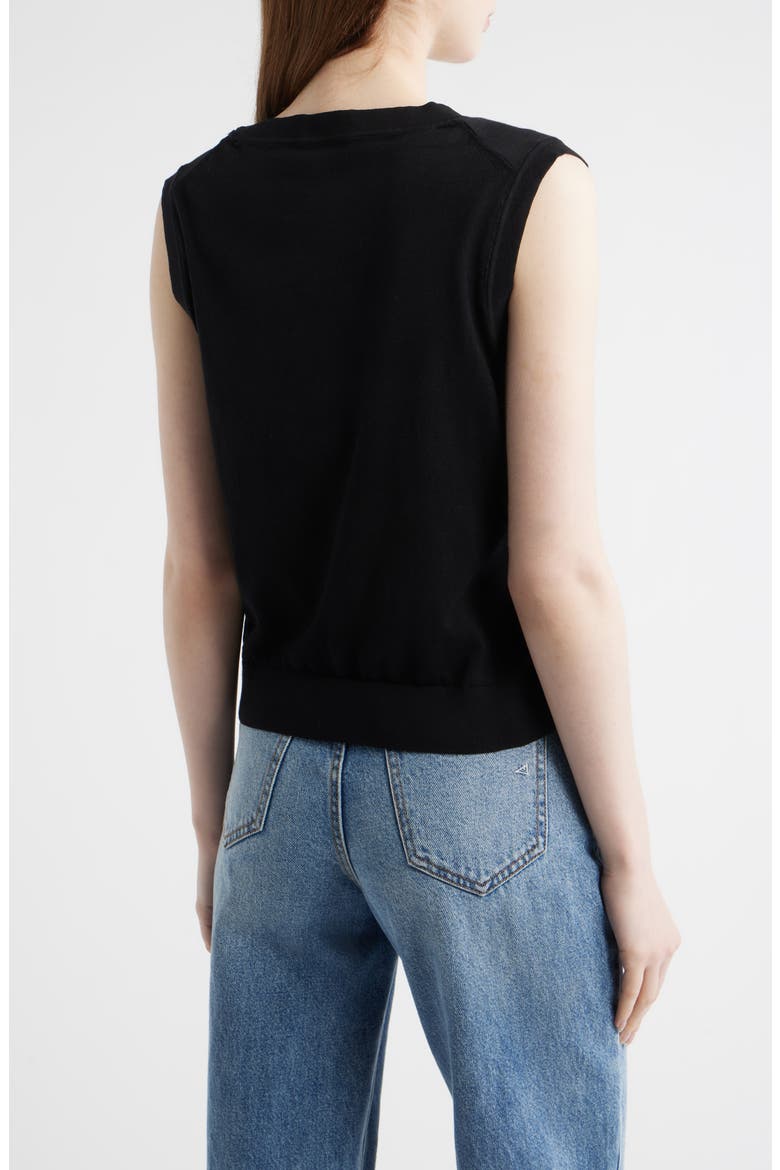 Button Front Cotton Sweater Vest, Alternate, color, BLACK