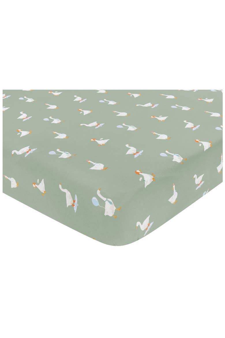 Silly Goose Jersey Crib Sheet, Main, color, SILLY GOOSE