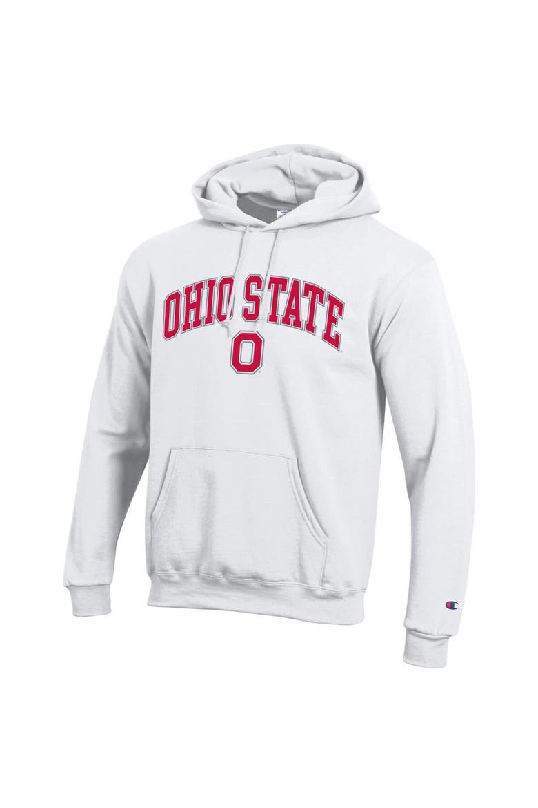Men's Champion  White Ohio State Buckeyes Arched Logo Fleece Pullover Hoodie, Alternate, color, White