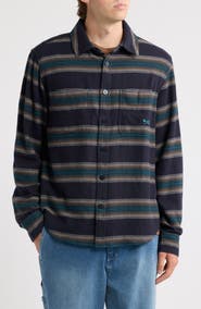 DARK SEAS Summit Multi Stripe Flannel Button-Up Shirt