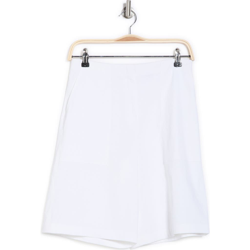 Theory Utility Linen Blend Shorts In White