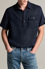 Vince Short Sleeve Linen Popover Shirt