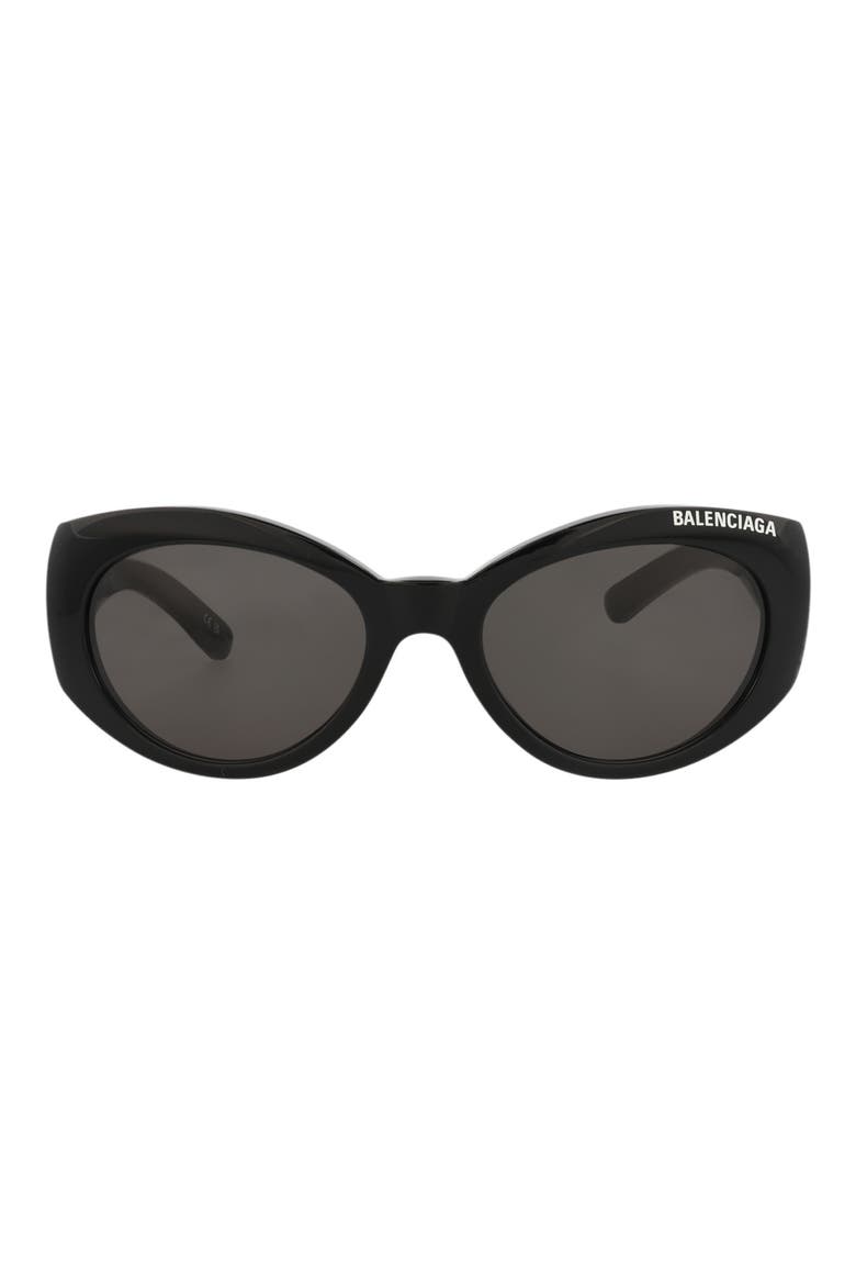 57mm Round Sunglasses, Main, color, BLACK BLACK GREY