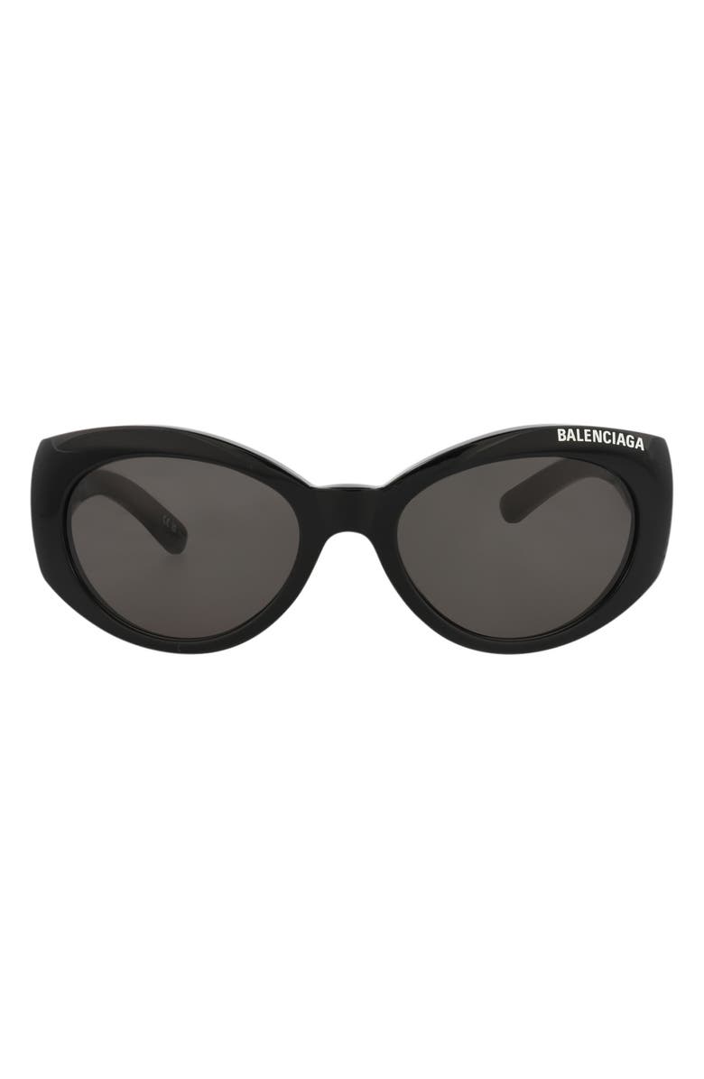 Balenciaga 57mm Round Sunglasses, Main, color, Black Black Grey