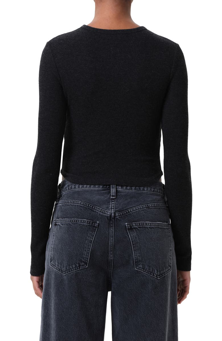 AGOLDE Neema Ribbed Long Sleeve T-Shirt, Alternate, color, Katniss Black Heather