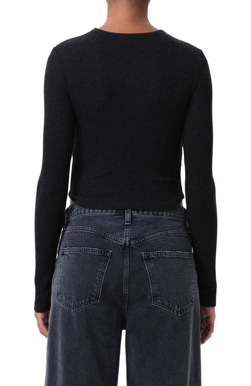 Agolde Neema Ribbed Long Sleeve T-shirt In Black