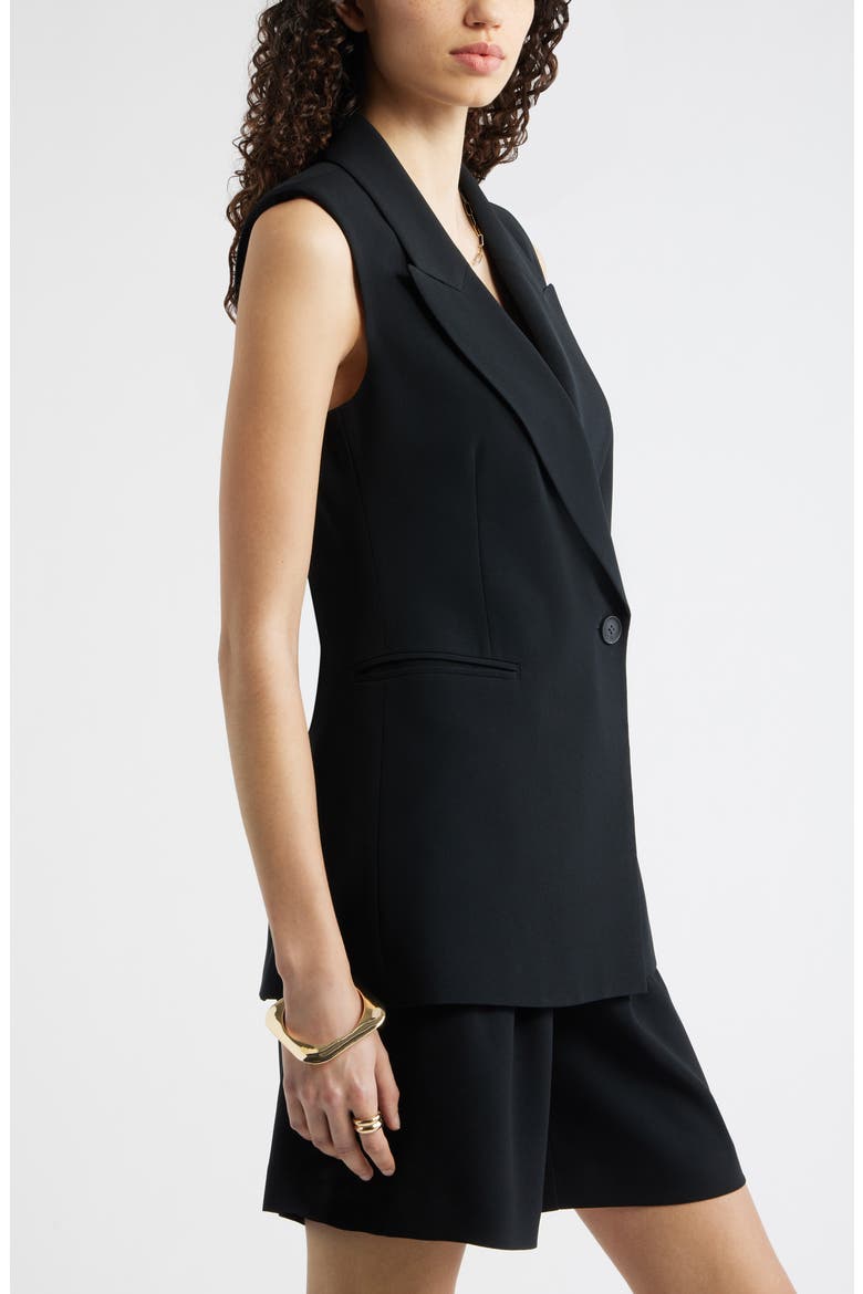 Sleeveless Crepe Blazer, Alternate, color, BLACK