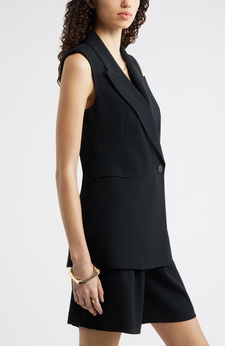 Nordstrom Sleeveless Crepe Blazer, Alternate, color, Black