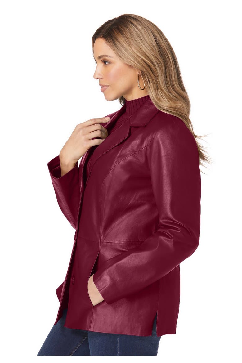 Leather Blazer, Alternate, color, MERLOT