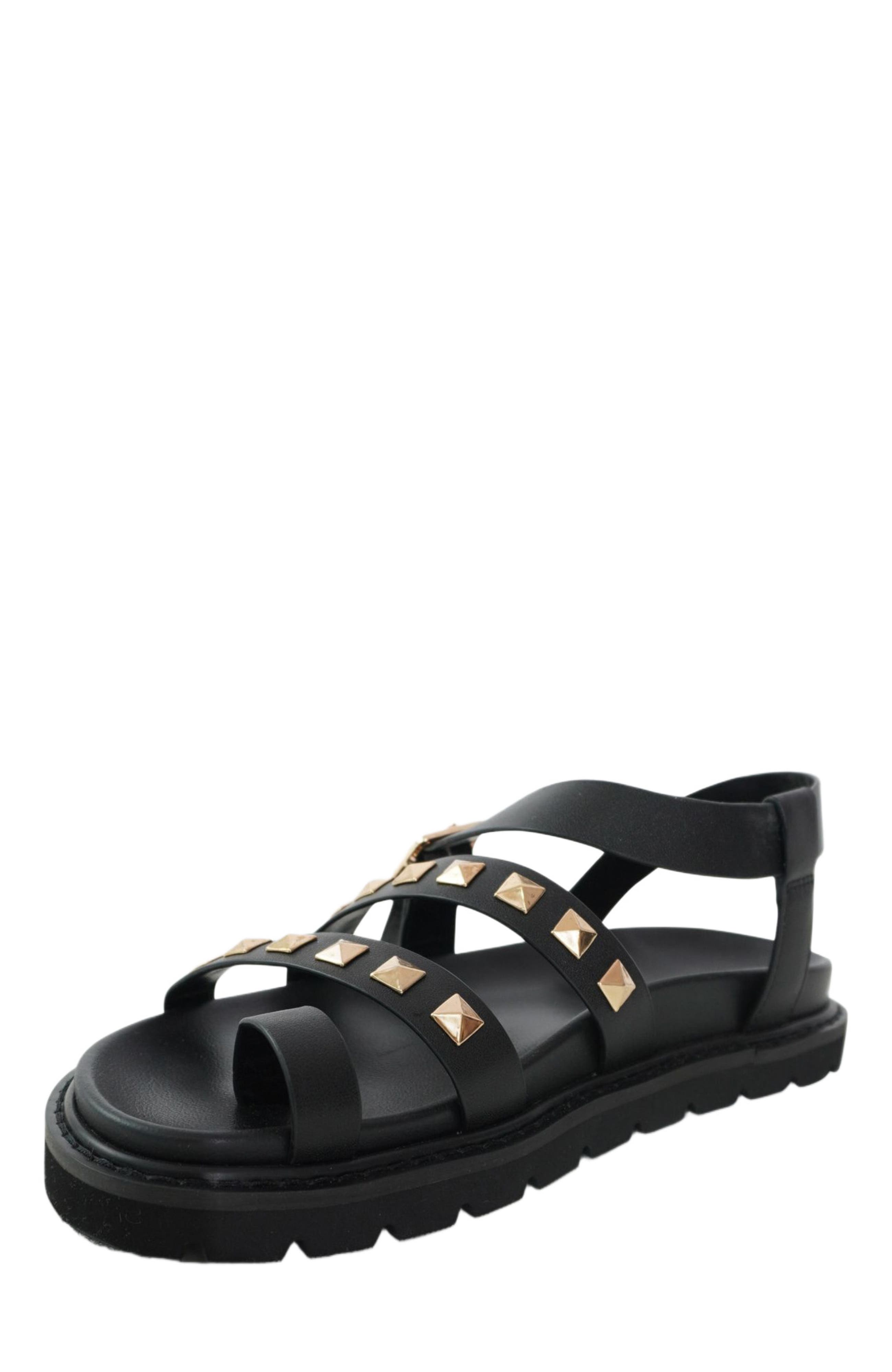 Belle & Bloom Morning Mood Chunky Stud Sandal, Alternate, color, Black