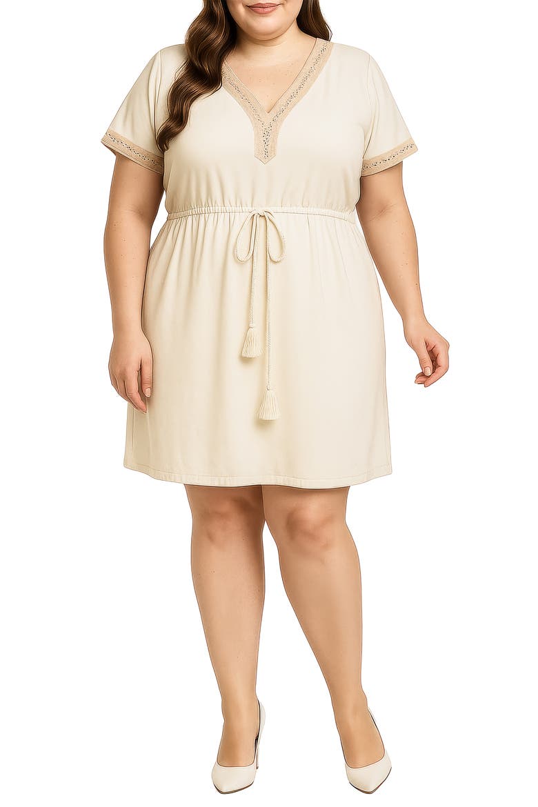 Lace Trim Minidress, Alternate, color, WHITE