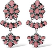 Jessica Simpson Pink Stone Statement Drop Earrings in Floral Shape