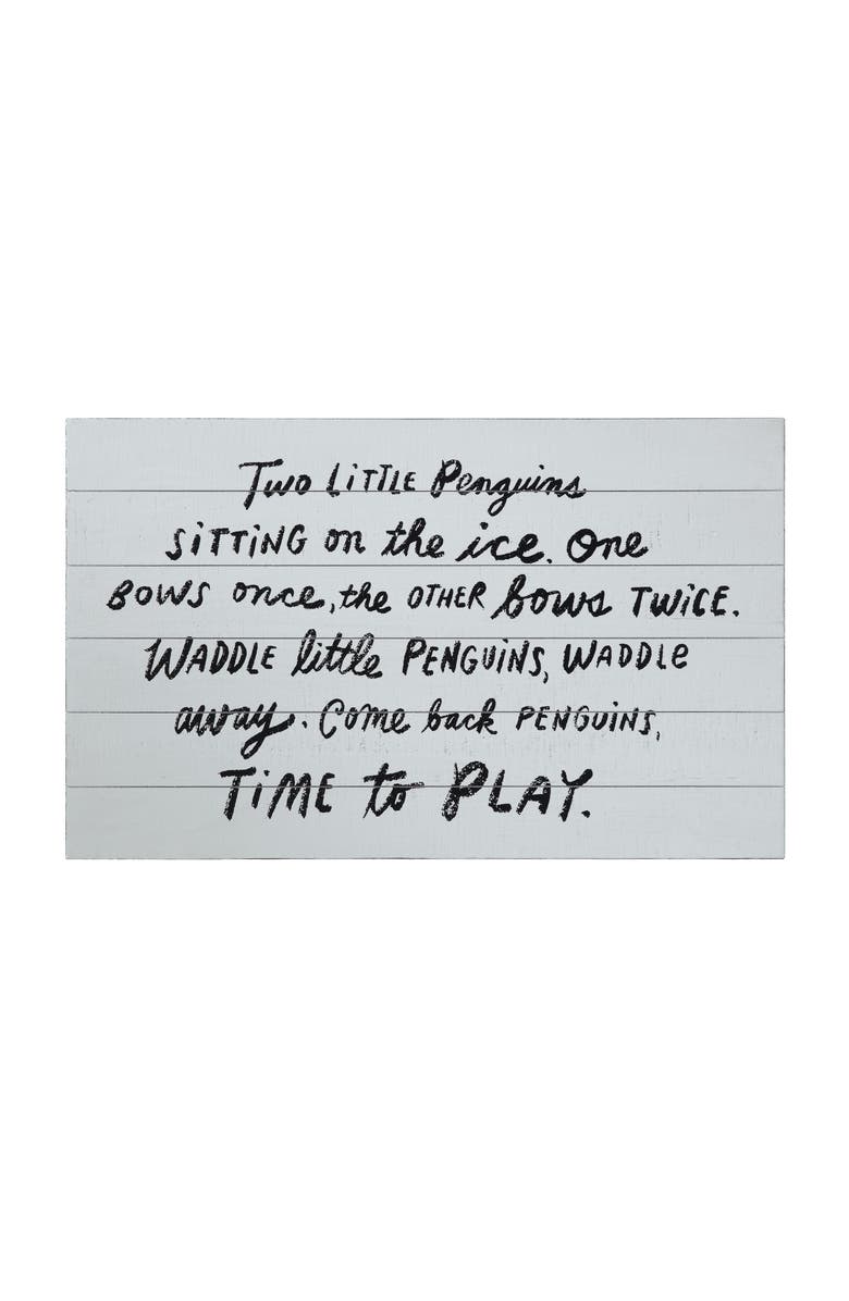 Storied Home "Two Little Penguins" Wood Wall Décor, Main, color, Black