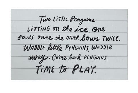 "Two Little Penguins" Wood Wall Décor