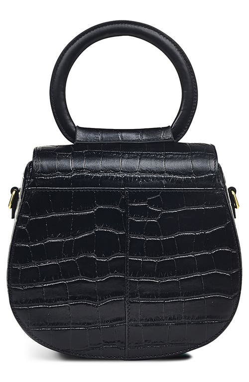 Radley Mini Rope Walk Croc Embossed Flap Crossbody Bag In Black