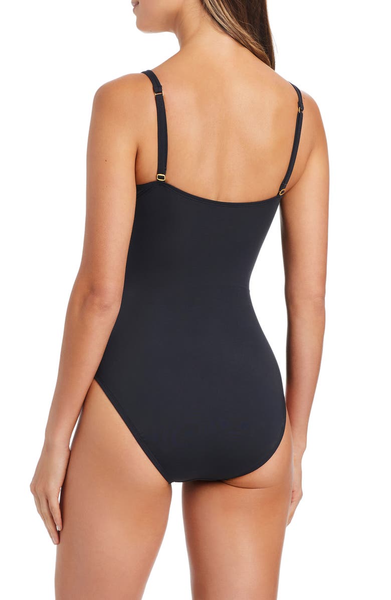 BLEU by Rod Beattie Surplice One Piece Swimsuit, Alternate, color, Black