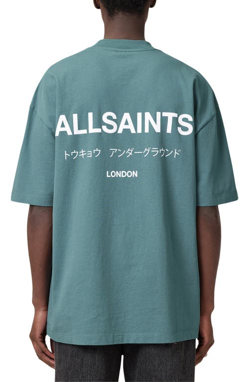 Allsaints Underground Oversize Graphic T-shirt In Eris Blue