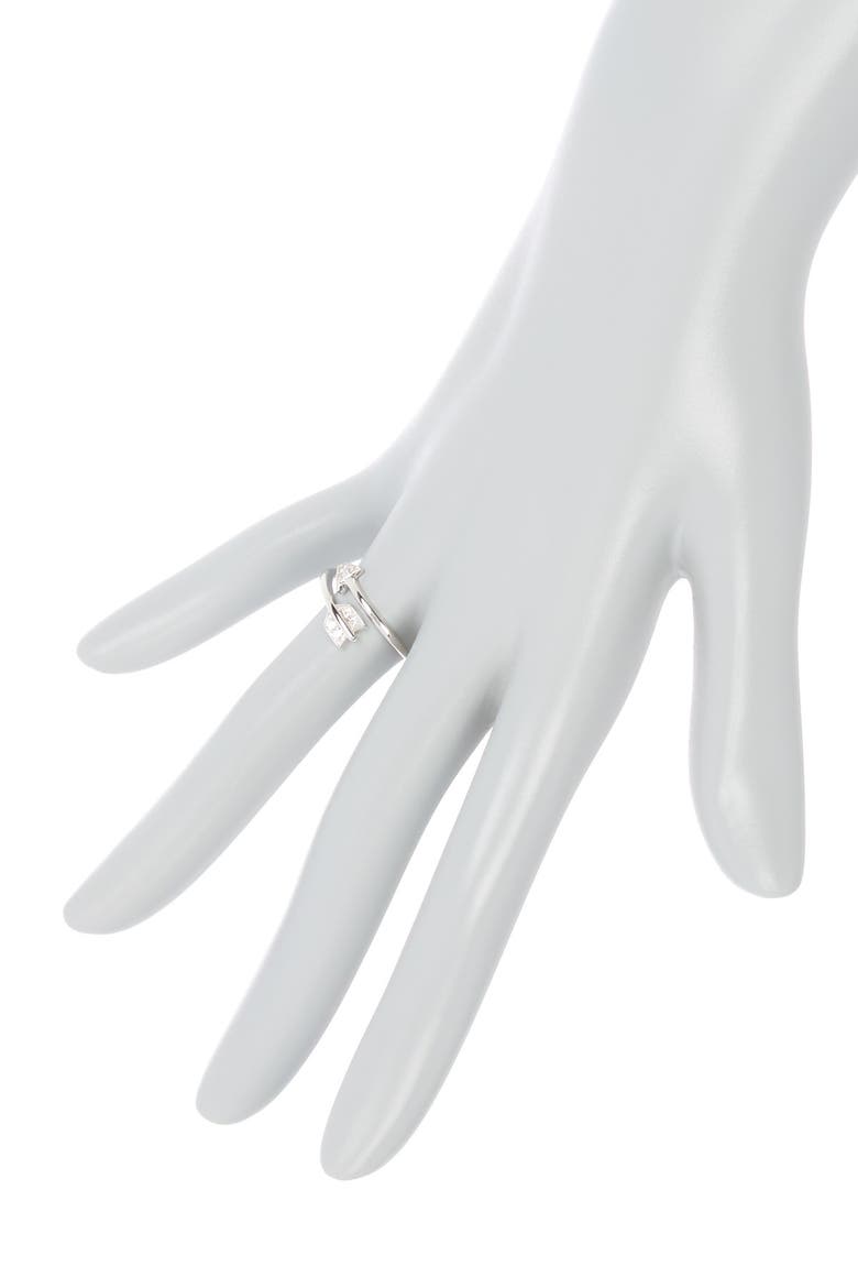 White Rhodium Plated Arrow Wrap Around Swarovski Crystal Ring, Alternate, color, SILVER