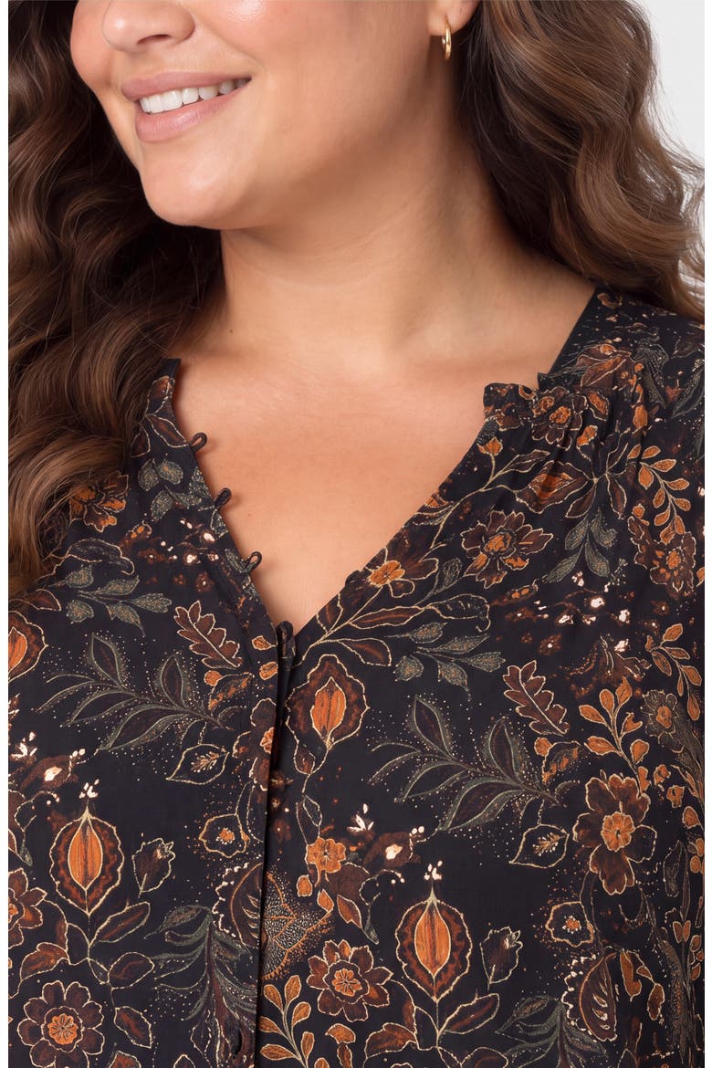 Pintuck Sateen Top, Alternate, color, BLK/ RUST MULTI