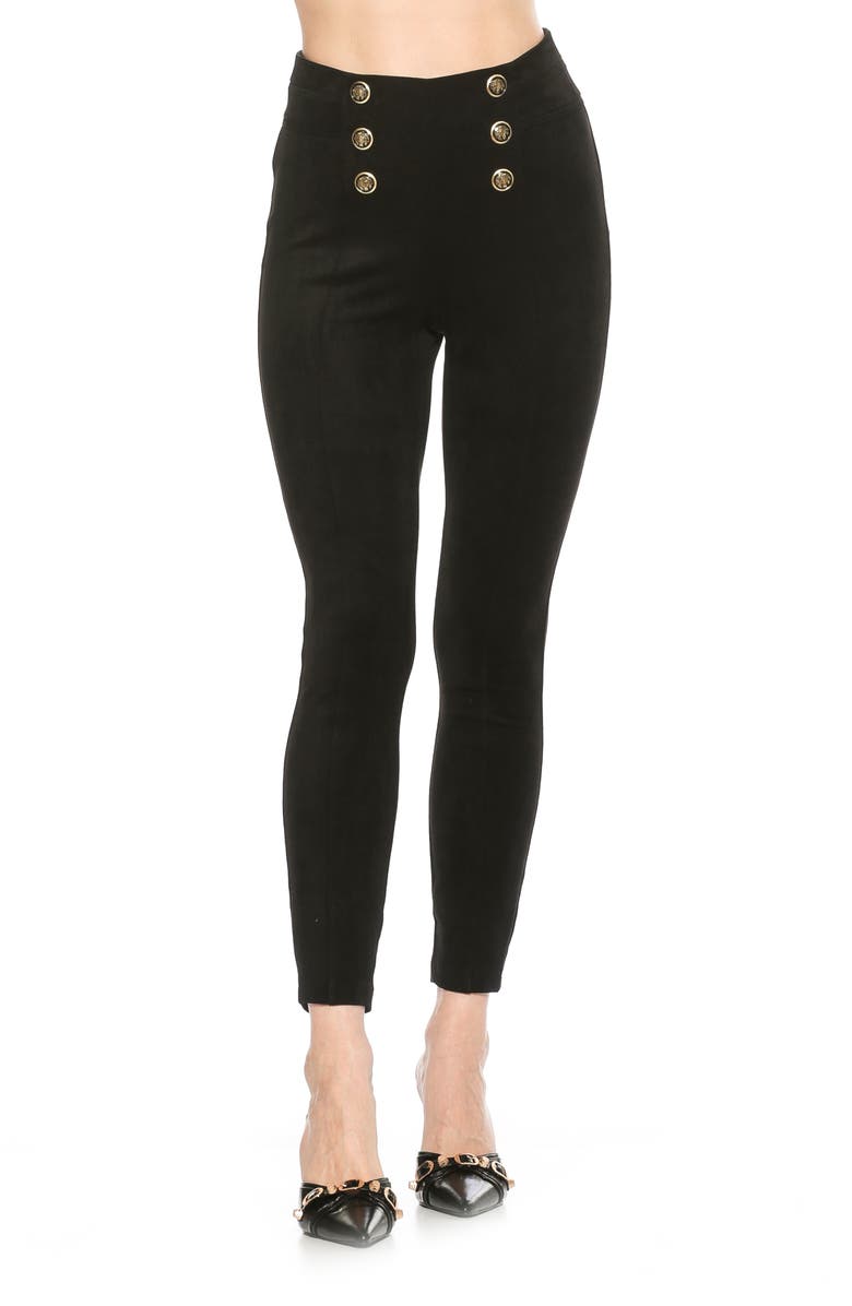 Alexia Admor Feyja Faux Suede Leggings, Main, color, Black