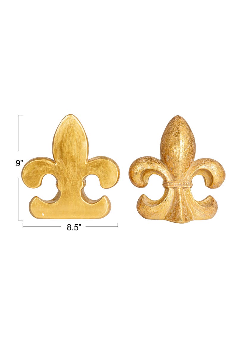 Decorative Fleur de Lis Resin Bookends, Gold, Alternate, color, Gold