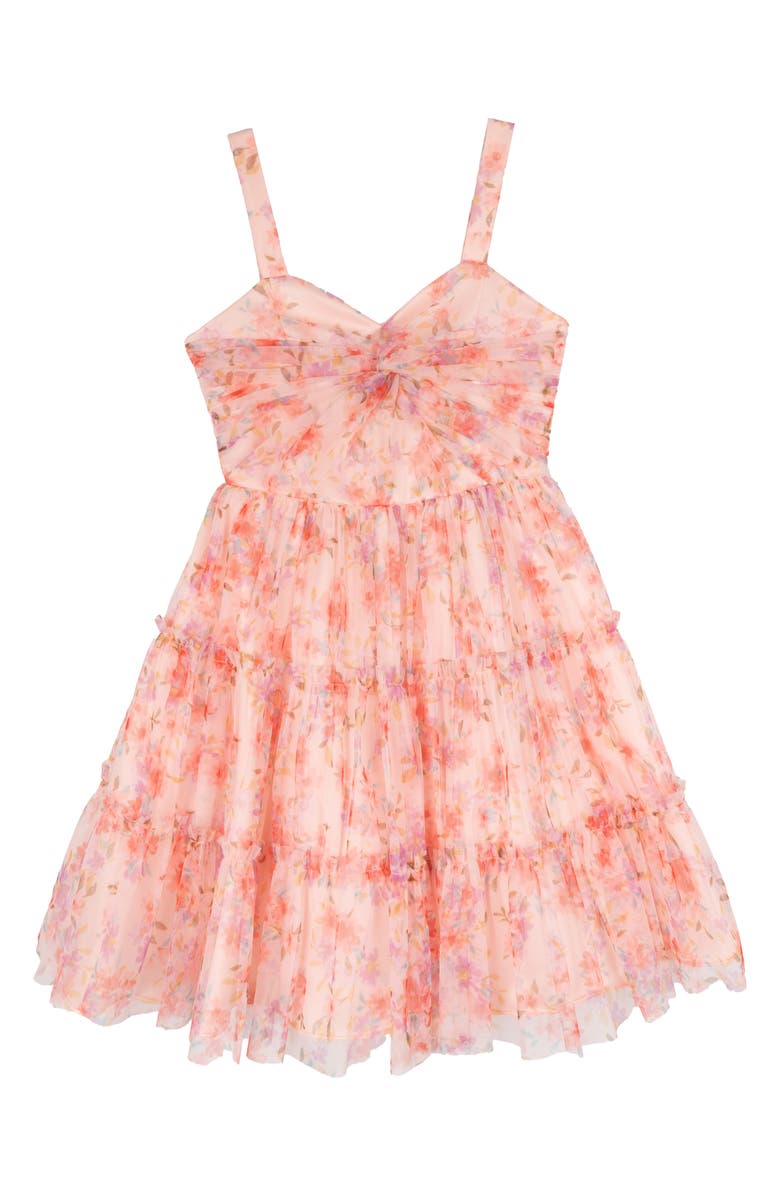 Rare Editions Kids' Floral Tiered Tulle Party Dress, Main, color,