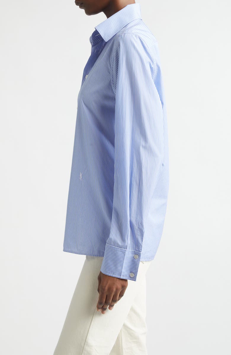 Saint Laurent Stripe Cotton Poplin Button-Up Shirt, Alternate, color, 