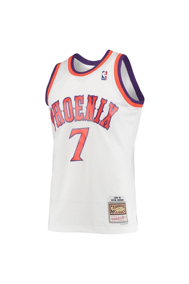 Men's Mitchell & Ness Kevin Johnson White Phoenix Suns 1989-90 Hardwood Classics Swingman Jersey, Alternate, color, White
