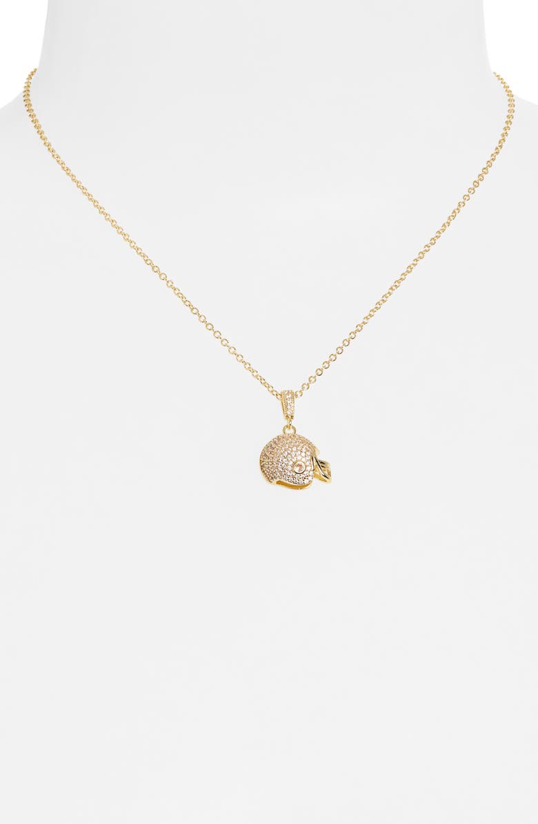 Leith Pavé CZ Football Helmet Pendant Necklace, Alternate, color, Clear- Gold
