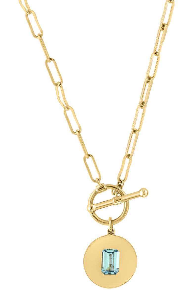 EFFY 14K Yellow Gold Toggle Aquamarine Pendant Necklace, Main, color, 