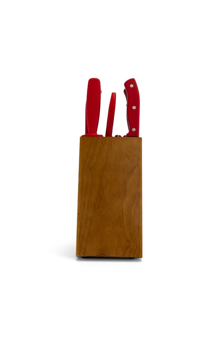 OSTER Evansville 14 Piece Stainless Steel Cutlery Set with Handles, Alternate, color, Red