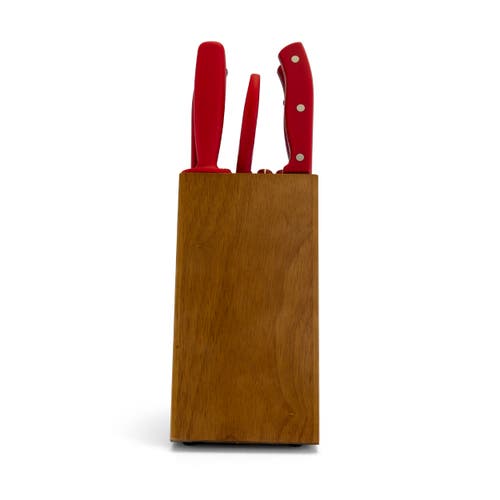 Oster Evansville 14 Piece Stainless Steel Cutlery Set With Handles In Red