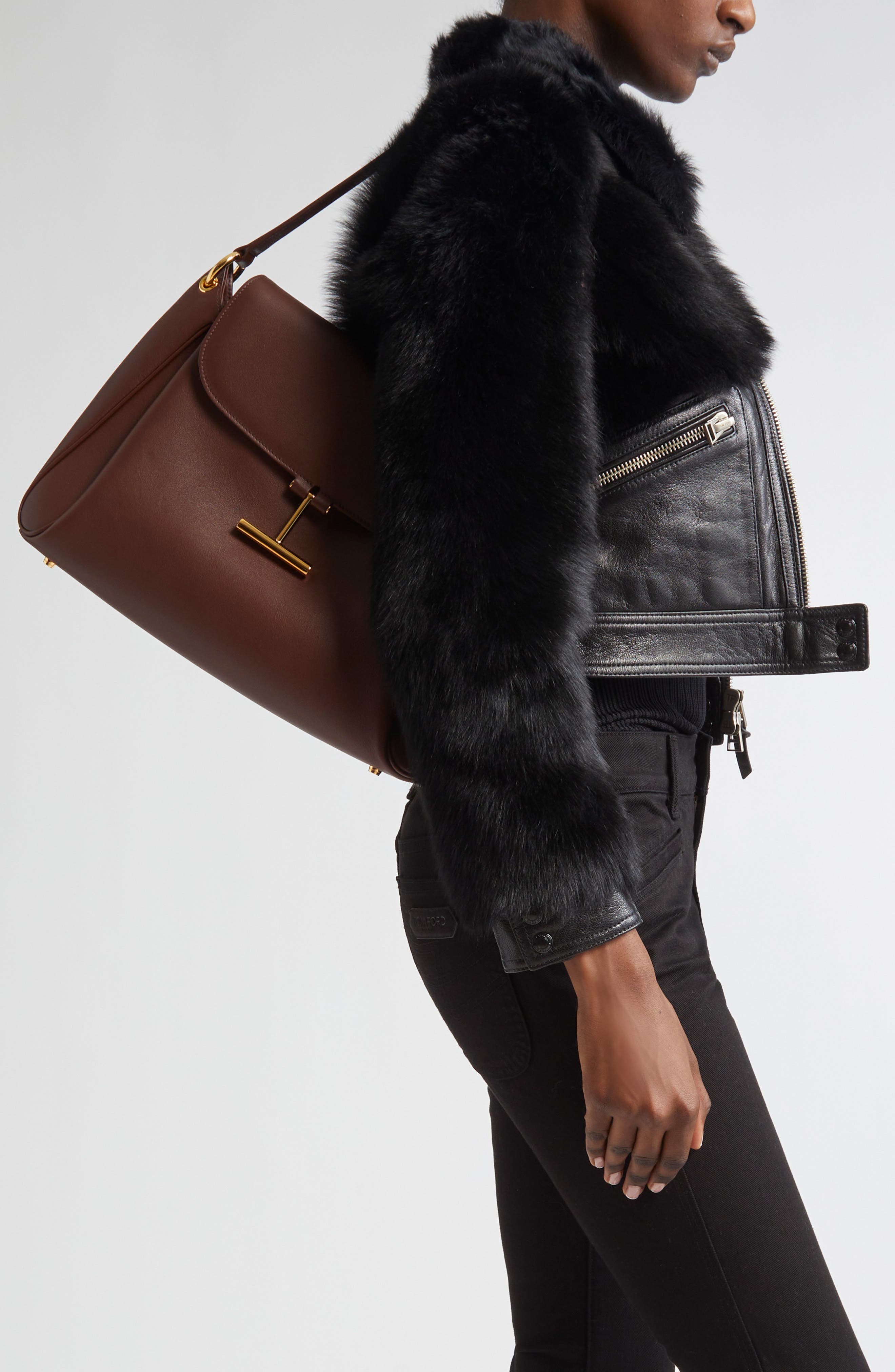 Medium Tara Leather Shoulder Bag, Alternate, color, COCOA