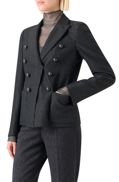 Akris Punto Metallic Pinstripe Blazer In Black