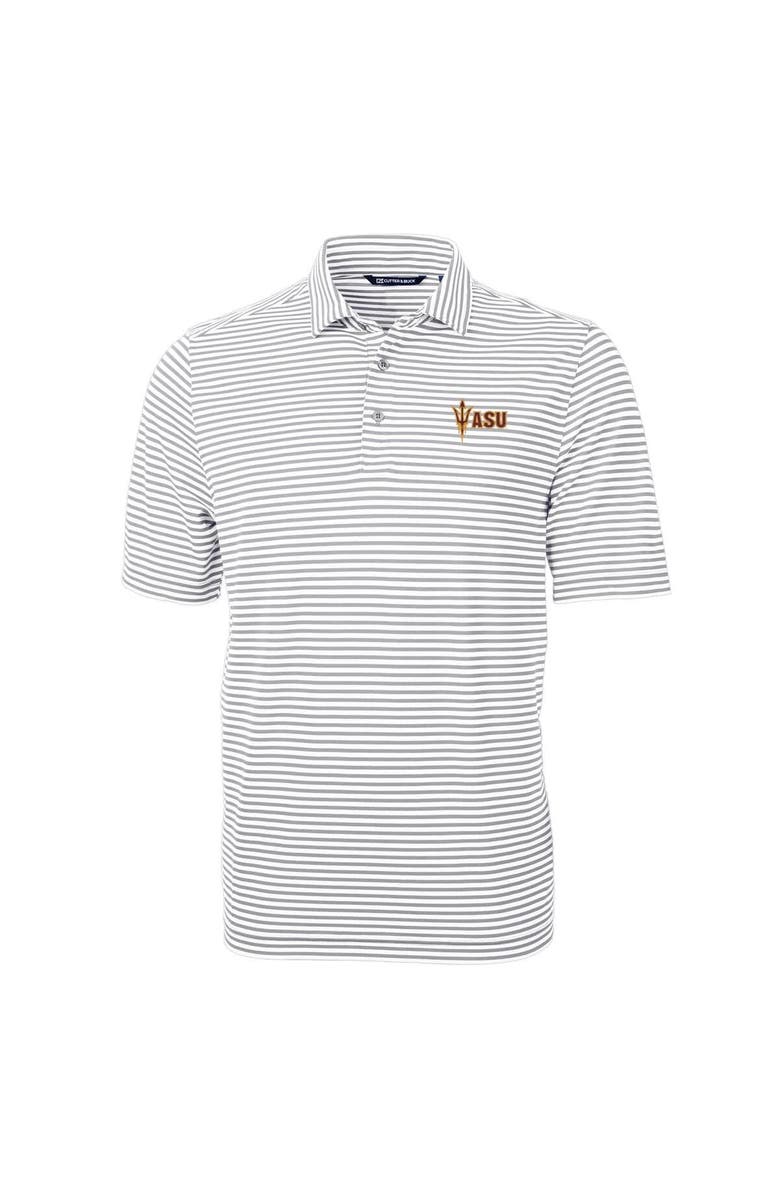 Cutter & Buck Men's Cutter & Buck Gray Arizona State Sun Devils Virtue Eco Pique Stripe Recycled Polo, Main, color, 