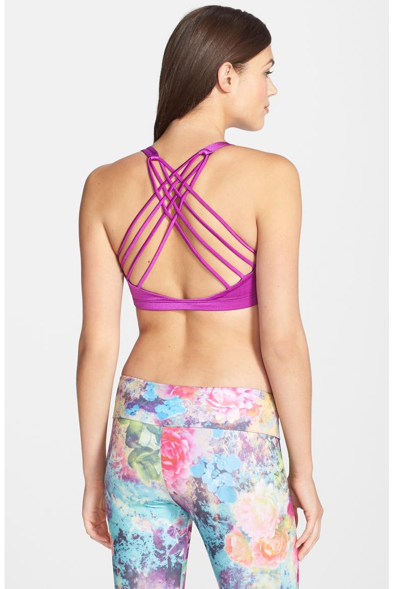 'Chic' Strappy Back Sports Bra, Alternate, color, MAGENTA
