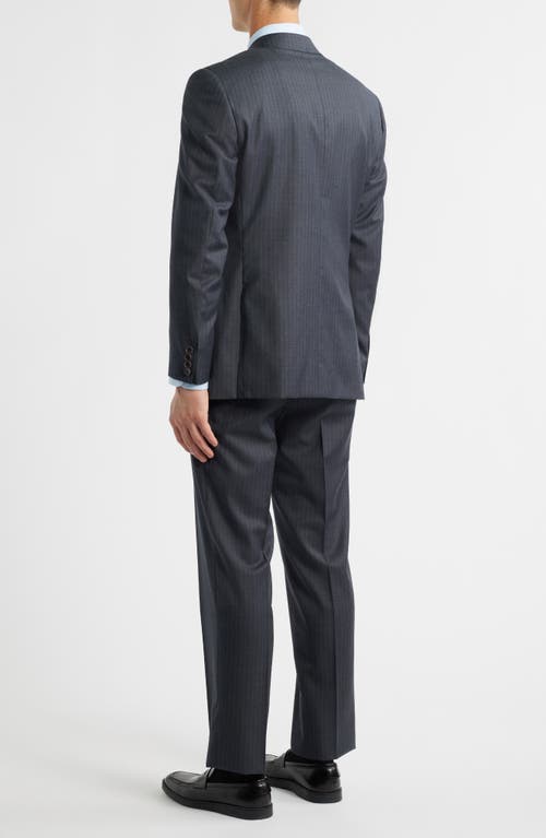 Canali Siena Regular Fit Stripe Supwer 130s Wool Suit In Gray