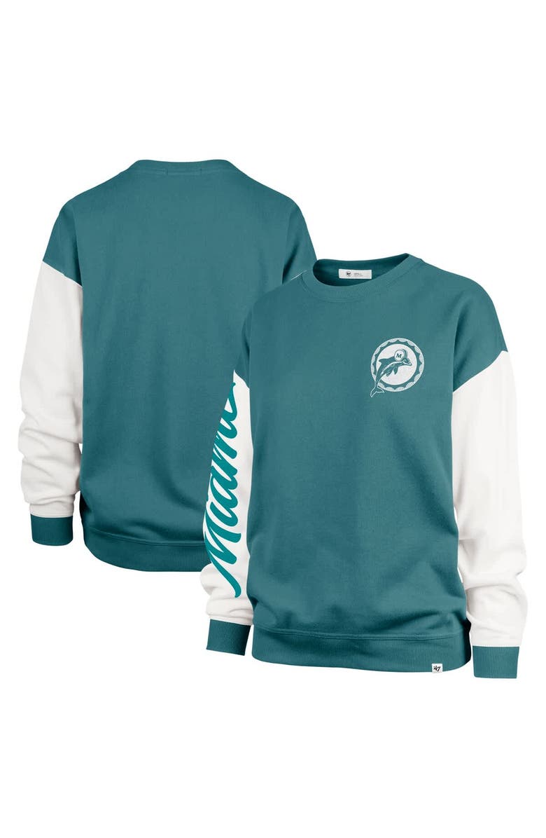 '47 Women's '47 Aqua Miami Dolphins Double Header Rise Andie Pullover Sweatshirt, Alternate, color, Aqua
